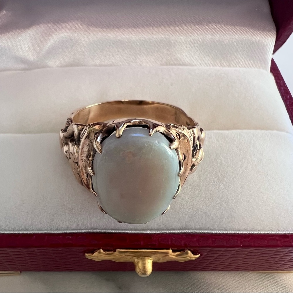 RARE 1970s Solid Gold 10K Men's/Women's Figural Authentic Australian Opal Ring - Picture 12 of 16